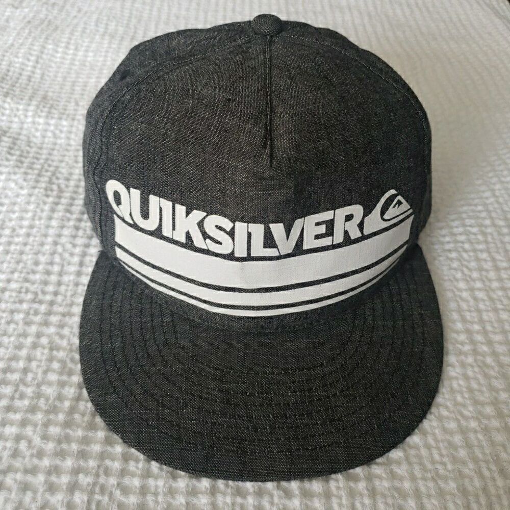Quicksilver Men One Size Hat Cap Gray Snapback Patch Logo Surf Skateboard Adult